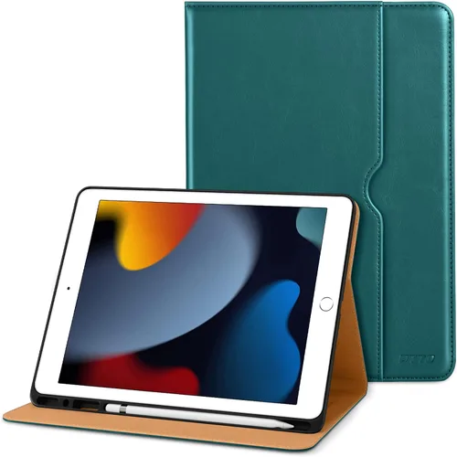 Miniatura 38 de DTTO para iPad de 9ª/8ª/7ª generación de 10.2 pulgadas 2021/2020/2019, funda tipo cartera de negocios de cuero premium con soporte para Apple Pencil