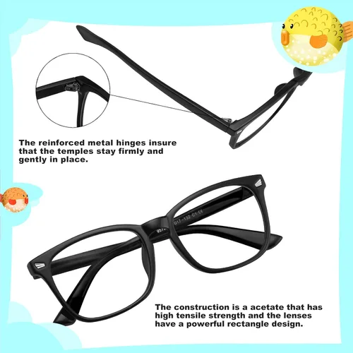 Miniatura 3 de Lentes de bloqueo de luz azul para niños, niñas, para computadora, juegos, televisión, marco de anteojos ligeros Paquete de 2 Negro+tortuga