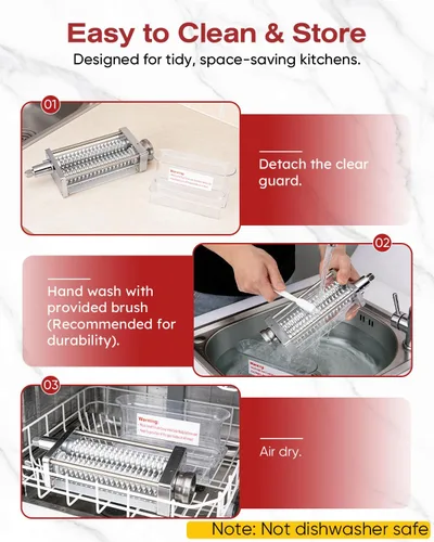 Miniatura 7 de Accesorio ablandador de carne ajustable para batidoras de pie KitchenAid, 3 ajustes de grosor con rueda de metal ancha y herramienta ablandadora