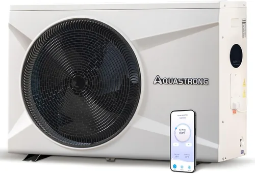 AQUASTRONG Bomba de calor inversora para piscina, calentador de piscina para calefacción de piscina sobre el suelo y en el suelo, control WiFi