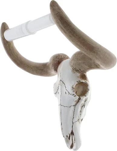 Miniatura 3 de Soporte de papel higiénico de pared con calavera de toro/vaca - Decoración rústica de baño occidental