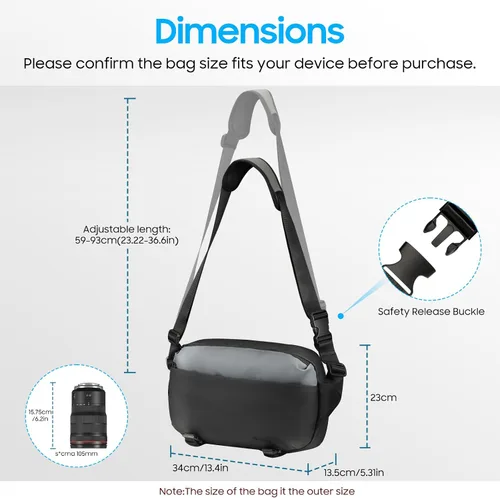 Miniatura 8 de FINTIE Bolsa bandolera para cámara DSLR/SLR/sin espejo, impermeable, con soporte para trípode para Canon R50/R100/Sony A6400/Nikon Z6 III