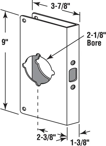 Miniatura 3 de Defender Security U 9585 1-3/8 pulgadas x 9 pulgadas Acero Inoxidable Grueso, Cerradura de 2-1/8 pulgadas y Refuerzo de Puerta, 1-3/8 y Prime-Line U