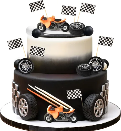 Miniatura 8 de LaVenty Decoraciones de fiesta de motocross, decoración de tartas de motocicleta, hombre, cumpleaños, para motocross, decoración de baby shower