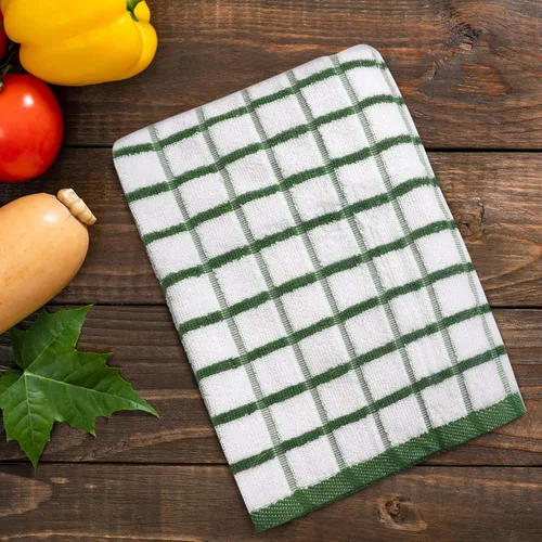 Miniatura 5 de Urban Villa Juego de 3 toallas de cocina de rizo verde/blanco, 100% algodón, ultra suaves, tamaño 20 x 30 pulgadas, altamente absorbentes, de gran