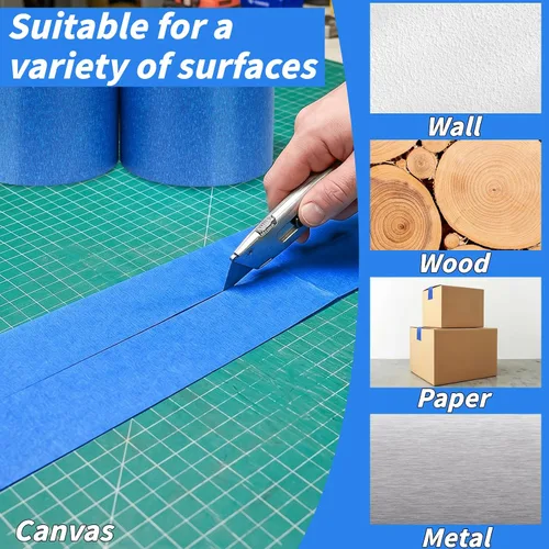 Miniatura 6 de Oleitodh 12 Rollos de Cinta Azul para Pintores a Granel 2 pulgadas x 660 Yardas, Cinta de Enmascarar para Pintores Sin Residuos Cinta de Pintura