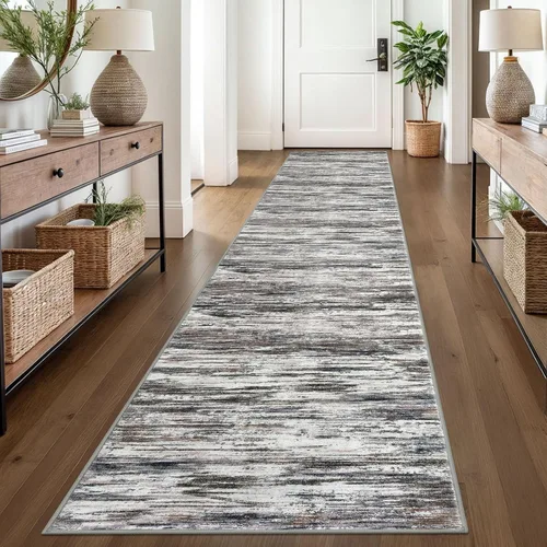 Miniatura 66 de SIILOOM 2 x 3 Alfombra moderna y abstracta para entrada, alfombra neutra azul marino gris multicolor súper suave de área pequeña, alfombras lavables