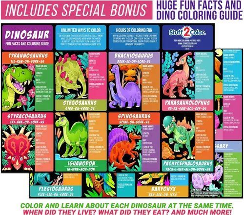 Miniatura 6 de Paquete de 18 pósteres de terciopelo mullido para colorear (edición de dinosaurios), artes y manualidades para niños y niñas, ideal para después