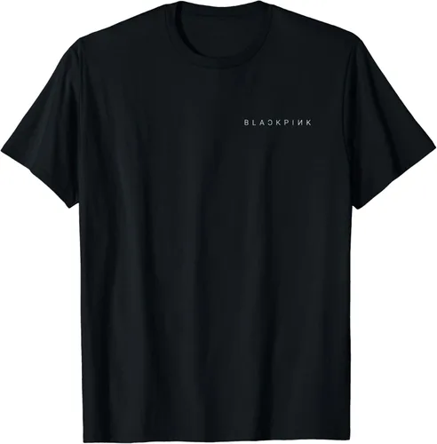 BLACKPINK Camiseta oficial con logotipo multicolor, Negro, S