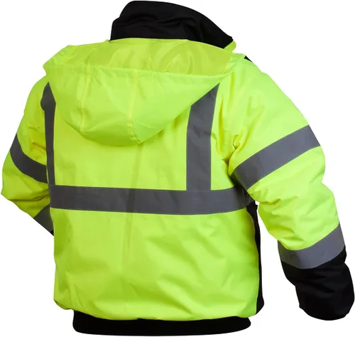 Miniatura 3 de Pyramex RJ32 Series Waterproof Hi-Vis Orange Lime Bomber Jacket with Quilted Lining - Size Large verde lima (Hi Vis Lime)