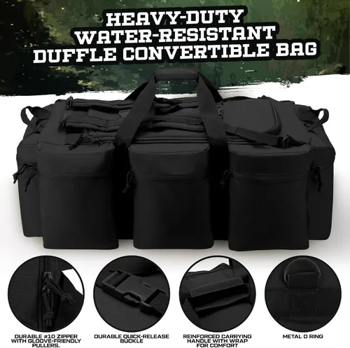 Miniatura 22 de Bolsa de lona militar grande de 100 L, bolsa de lona para despliegue, equipo deportivo, bolsa de equipaje de viaje con correas desmontables para AT