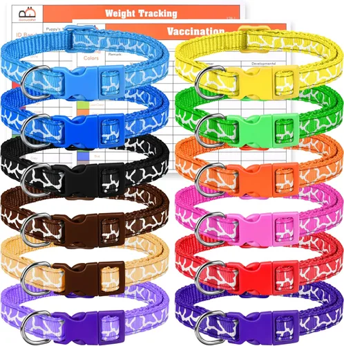 GAMUDA Collares de arena para cachorros, bandas de identificación ajustables de nailon súper suave, diseño de camuflaje, varios colores, juego de 12