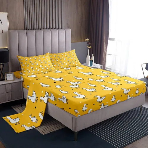 Miniatura 35 de Erosebridal Juego de sábanas para niños y niñas, diseño de pato amarillo, diseño de patos de dibujos animados, juego de ropa de cama de granja