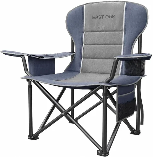 Miniatura 10 de Silla de campamento reclinable, silla plegable ajustable con respaldo de 100° a 140°, marco en X resistente que soporta 265 libras, respaldo