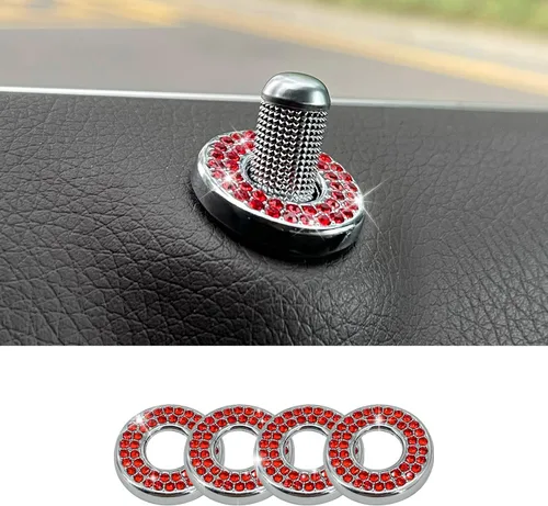 Miniatura 7 de BEYPOVK Paquete de 4 fundas brillantes para cerradura de puerta interior de automóvil, calcomanías de diamantes de imitación, tapones para cerradura