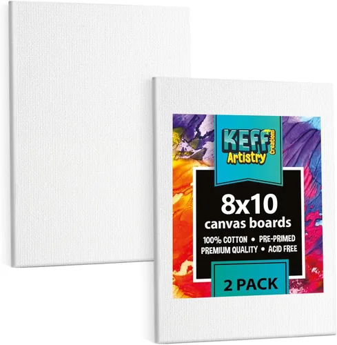 Miniatura 28 de KEFF Lienzo para pintar, paquete de 5 lienzos de 8 x 10 pulgadas, lienzos pequeños 100% algodón con triple imprimación para pintura. Mini lienzos a