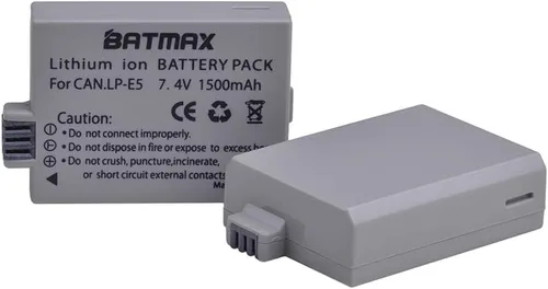 Miniatura 3 de Batmax Paquete de 2 baterías LP-E5 + cargador USB dual LCD con puerto tipo C para Canon EOS Rebel XS, Rebel Xsi, Rebel T1i, 1000D, 500D, 450D, Kiss