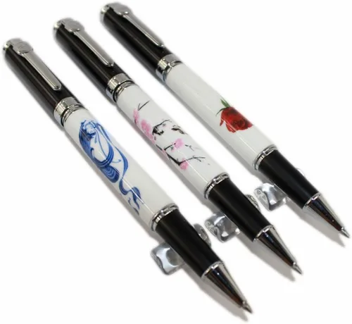 Miniatura 2 de Gullor 3 Pcs Rollerball Pen 8802 Blanco y Negro, clip plateado, tres patrones