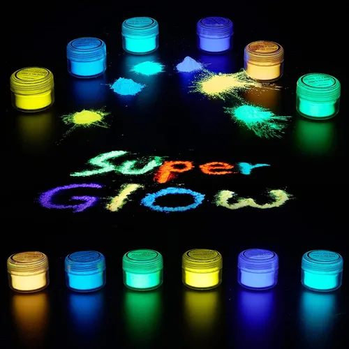 Miniatura 9 de Polvo que brilla en la oscuridad, pigmento luminoso de mica en polvo para resina epoxi, tinte fluorescente glo para pintura artística, esmalte