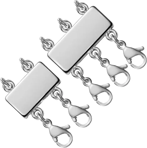 Miniatura 11 de OHINGLT Cierres de capas de collar Cierre magnético de bloqueo deslizante Conector de collar Multi Strands Slide Tube Clasps 4 cierres de langosta