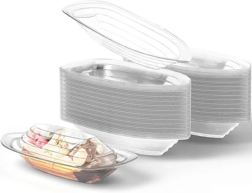Miniatura 12 de Paquete de 50 botes divididos de plátano súper divertidos y reciclables. El mejor combo de cuencos desechables de 12 onzas + 8 onzas para helados.