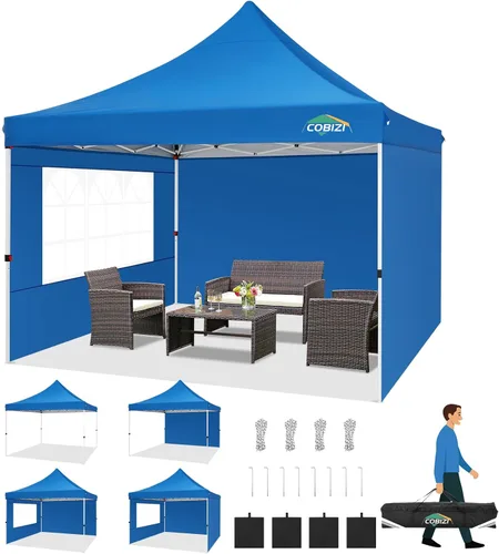 Miniatura 33 de COBIZI Canopy Tienda de campaña desplegable de 10 x 20 pies con 6 paredes laterales, toldo comercial impermeable, glorieta instantánea