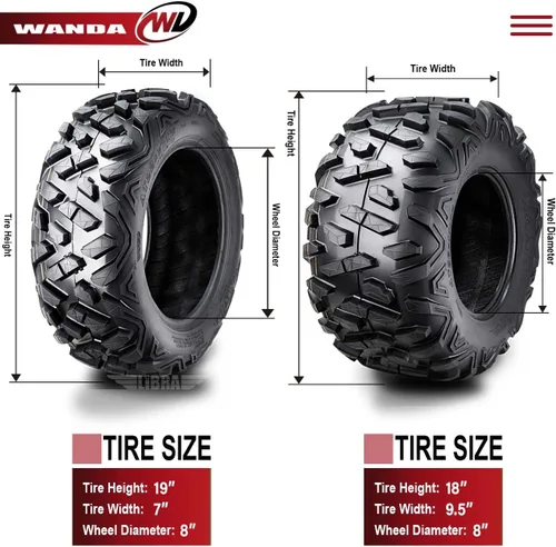 Miniatura 3 de WANDA Juego de 4 neumáticos ATV 19X7-8 delanteros y 18X9.5-8 traseros 4PR estilo Big Horn