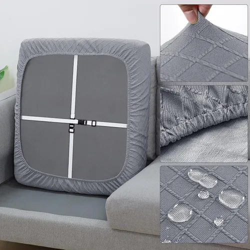 Miniatura 4 de Fuloon Fundas de cojín impermeables para asiento 2 piezas, fundas elásticas para cojín de sofá, fundas para sofá, protector de muebles lavable