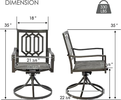 Miniatura 2 de Kozyard Paquete de 2 sillas giratorias de metal clásicas modernas para exteriores, patio, comedor, sillas mecedoras para patio trasero, patio o sala