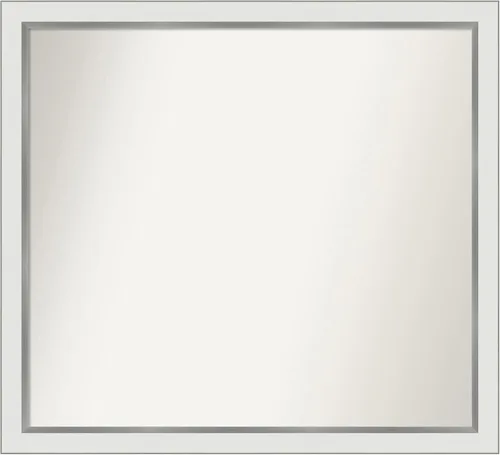 Miniatura 369 de Amanti Art Espejo de baño blanco para sobre el fregadero, 30 x 35 pulgadas, espejo de tocador rectangular estrecho de Eva de oro blanco, marco