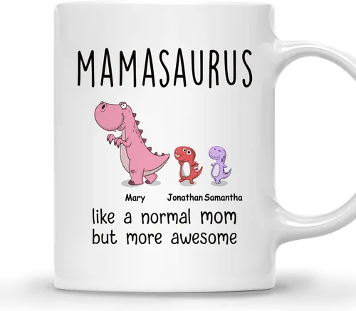 Miniatura 22 de Gossby Taza personalizada (1 niño) AUNTASAURUS Like a Normal Aunt but More Awesome - Taza de café para la abuela de parte de la nieta, nieto