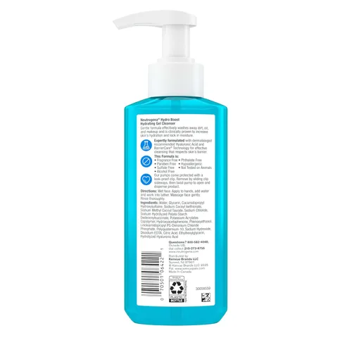 Miniatura 10 de Neutrogena Hydro Boost - Lavado facial, sin fragancia, limpiador facial hidratante con ácido hialurónico, lavado facial diario y removedor