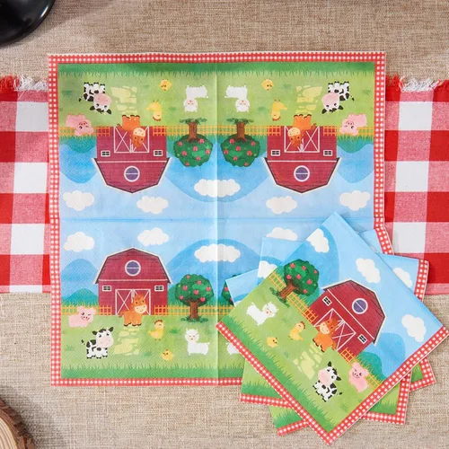 Miniatura 4 de WERNNSAI Platos y servilletas de granja – 48 piezas de decoración de cumpleaños de animales de granja, platos de papel de granero para niños, fiesta