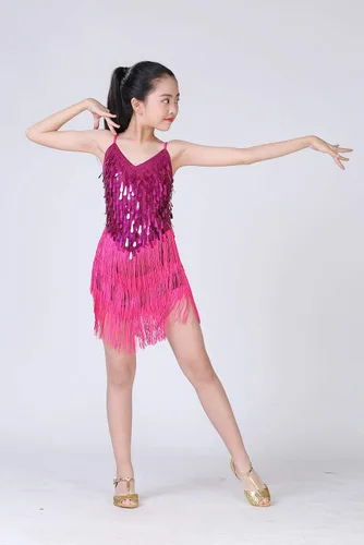 Miniatura 7 de Happy Cherry Trajes de baile de lentejuelas para niñas, trajes de salón de salsa latina