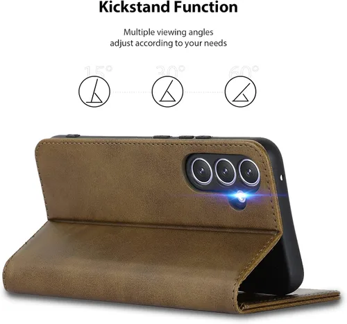 Miniatura 5 de Havaya Para Samsung Galaxy A54 5G Wallet Funda De Teléfono, Cubierta Magnética Con Titular De La Tarjeta Y Soporte - Verde Oscuro