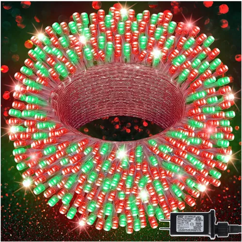 Miniatura 11 de LJLNION Guirnalda de 300 luces LED para exteriores e interiores, luces de Navidad extralargas de 98.5 pies, 8 modos de iluminación, luces de hadas