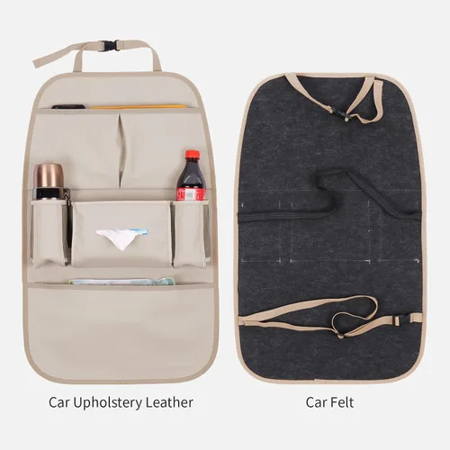 Miniatura 6 de Organizador de asiento trasero de automóvil para niños, bolsa de almacenamiento para asiento trasero de automóvil con 3 bolsillos, 2 soportes