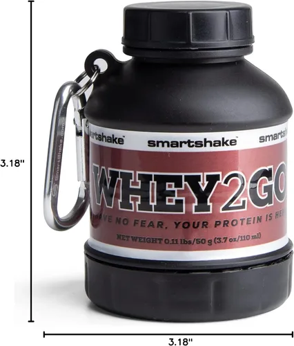 Miniatura 6 de Smartshake Whey2Go - Recipiente de almacenamiento de proteína negra en polvo de 1.76 oz, embudo de botella agitadora sin BPA para proteína de suero
