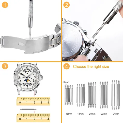 Miniatura 6 de JOREST Herramienta de extracción de eslabones de reloj, kit de herramientas de correa de reloj, kit de reparación para ajuste, reemplazo y cambio
