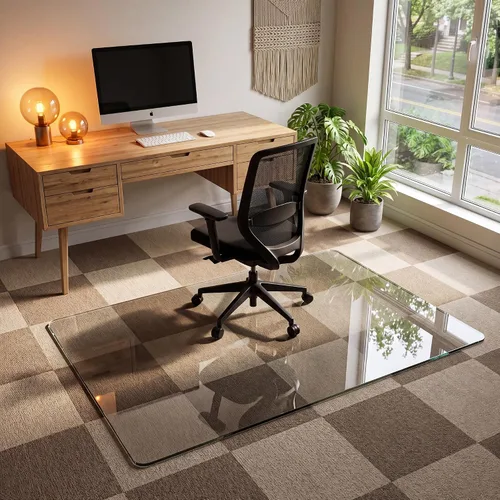 Miniatura 11 de Tapete para silla de oficina para alfombra y madera dura, mejorado de 29 x 42 pulgadas, tapete de vidrio templado de doble uso para silla