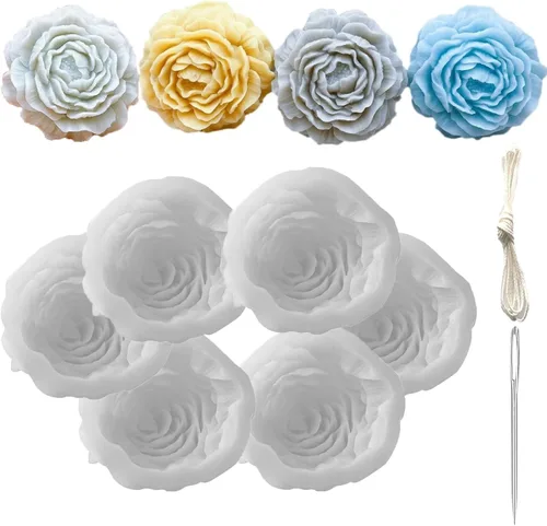 Miniatura 11 de 13 moldes de silicona para velas de flores, moldes para hacer velas con aguja que absorbe los ojos grandes, vela para cera de soja, cera de abejas
