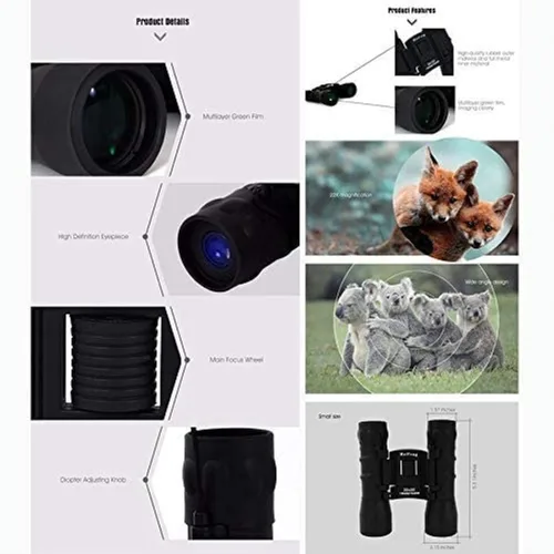 Miniatura 8 de Telescopio catadi243; ptrico binoculares para ni241; os 22X32 HD Binoculares de Alta Potencia para Exteriores Telescopio Pel237; Culo Verde