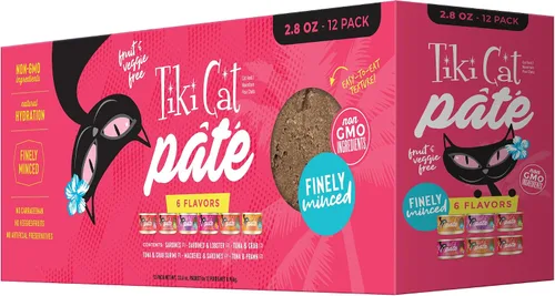 Tiki Cat Grill - Paquete variado de paté, combinaciones de pescado real en hojuelas, comida húmeda para gatos con alto contenido en proteínas y