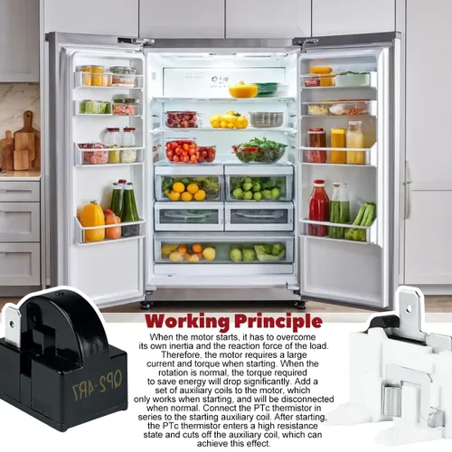 Miniatura 5 de Refrigerator Compressor Relay and Overload Kit 2 Sets Refrigerator Starters QP2-4R7 4.7 Ohm 1 Pin Refrigerator PTC Starter Relays and Freezer 1/2 Hp