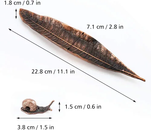 Miniatura 7 de Accmor Juego de soportes para incienso, quemador de incienso de hojas y caracoles, colector de cenizas de incienso, soporte para varillas de Cobre
