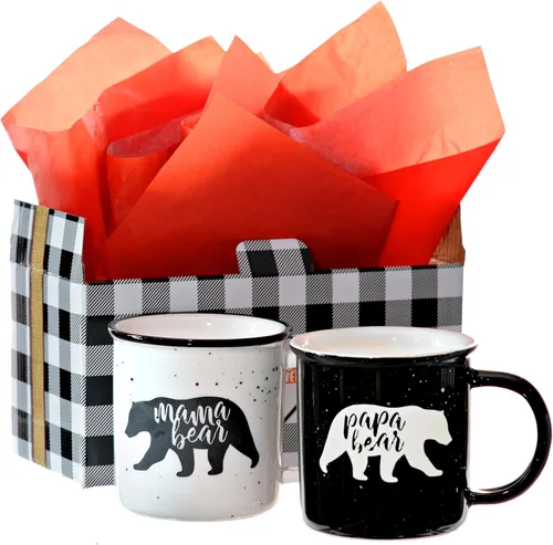 Miniatura 11 de MAINEVENT Mr and Mrs Tazas de 11 onzas, taza de café de cerámica para parejas, taza de señor y señora