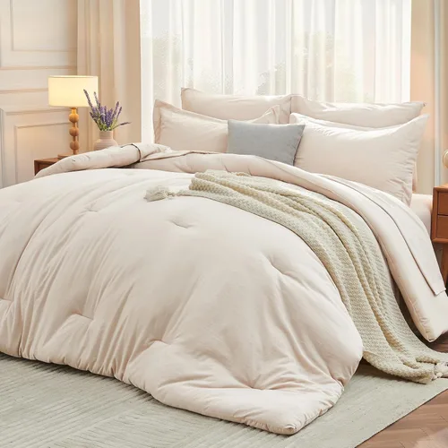 Miniatura 20 de MUXHOMO Juego de edredón de 5 piezas Twin XL, cama suave en una bolsa tamaño Twin XL, juego de ropa de cama para todas las estaciones con edredón