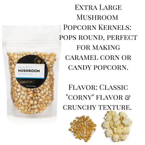 Miniatura 3 de Dell Cove Spices - Granos de Palomitas de Maíz Mushroom - Perfectos para Máquinas de Palomitas Gourmet y Cocción en Estufa, Media Libra