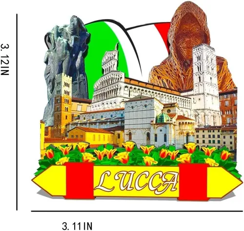 Miniatura 3 de Imán de Italia Lucca para nevera, diseño de madera en 3D, monumentos coleccionables, decoración hecha a mano -351