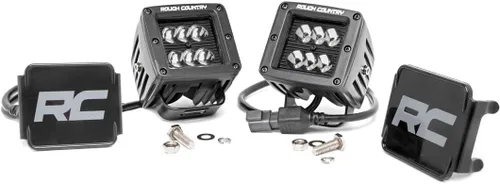 Rough Country, 70903BL, barra de luces CREE LED cuadradas, color negro, para cualquier lugar donde se pueda montar, 2 pulgadas, 2 unidades.